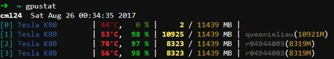 gpustat sample output