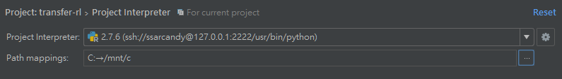 設定 Path mapping 的地方也是在 Project setting > Project interpreter