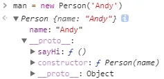 man 的 sayHi 是定義在他的 __proto__ 中