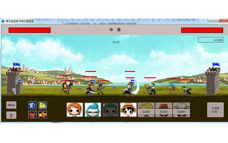 以手機熱門遊戲 Battle Cat 為構想,用 .net C# 開發出有類似功能,甚至更多功能之守塔防禦遊戲。