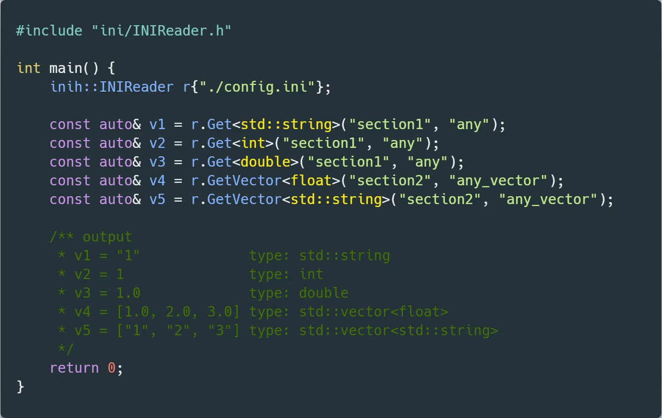 📑 Yet another ini config parser for modern C++. It is a header only implementation, easy to install and simple to use.
